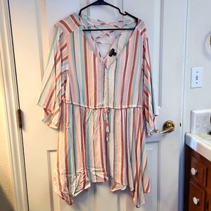 Torrid multi color striped babydoll blouse